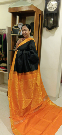 Medium border ahimsa silk saree