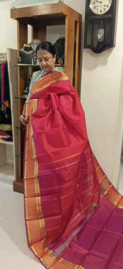 Double pettu lightweight Ahimsa silk saree