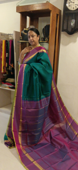 Double pettu lightweight ahimsa silk saree