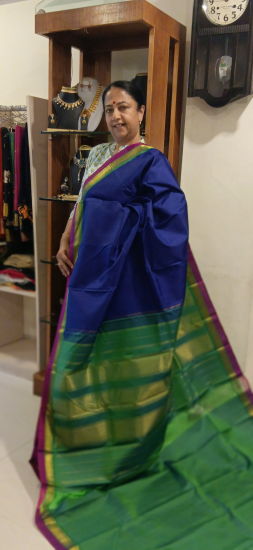 Small border ahimsa silk saree