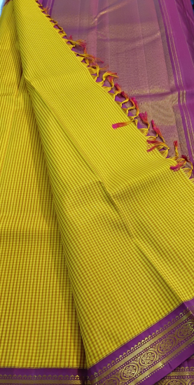 Ahimsa silk wedding saree with checks