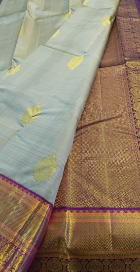 Ahimsa silk wedding saree with gold motives