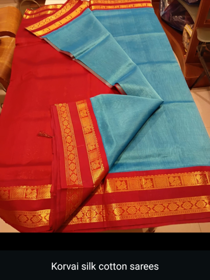Korvai ahimsa silk cotton saree