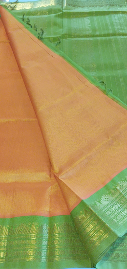 Ahimsa silk cotton saree with korvai border