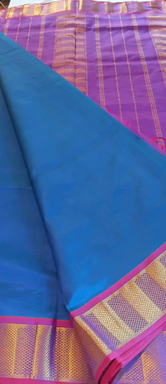 Ahimsa silk cotton saree with korvai border