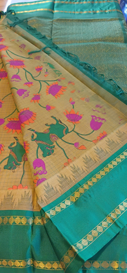 ahimsa silk Cotton  9 yards saree