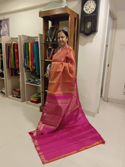 Ahimsa silk saree with small border