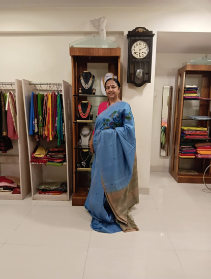 Painted Tussar Bark Saree