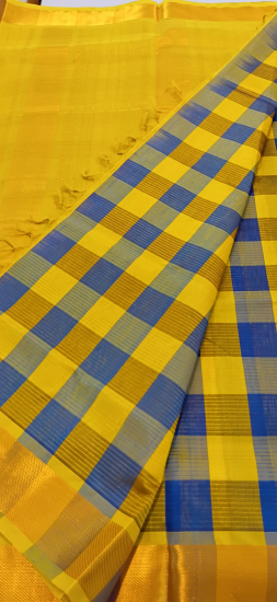Silk cotton saree with checks 