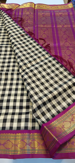 Korvai silk cotton saree with checks