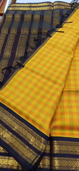 Silk cotton saree with checks 