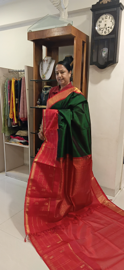 Silk cotton saree with contrast border