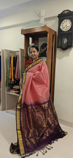 Korvai silk cotton saree 