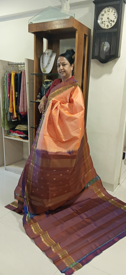 Lightweight ahimsa silk saree 