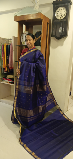 small border ahimsa silk saree with butte all over