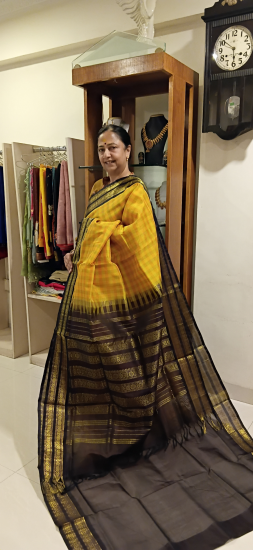 Silk cotton saree with checks 