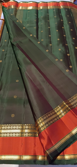 Ahimsa silk light weight saree with Double pettu with  Butte all over