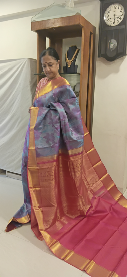 Ai generated floral designs on silk saree
