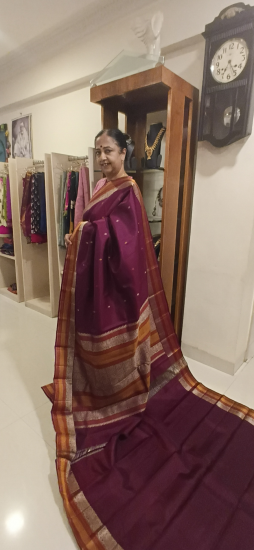 Kalakshetra silk thread work ahimsa silk saree 