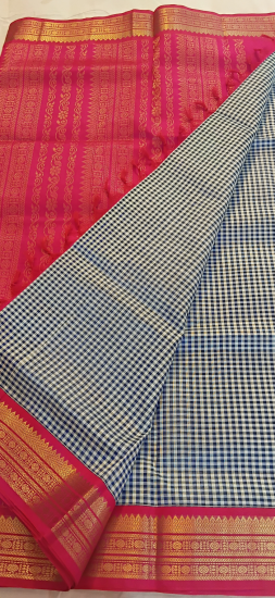 Korrvai silk cotton saree with checks 