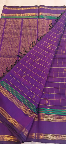double pettu ahimsa silk cotton saree with checks 
