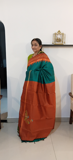Painted Mulberry silk saree