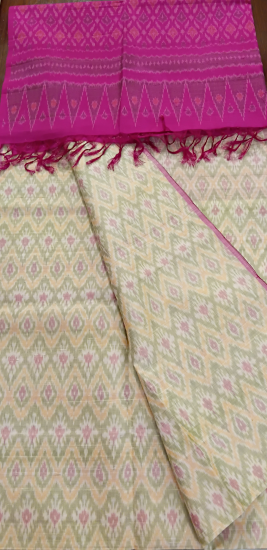 Lightweight Ahimsa silk saree with ikat woven border