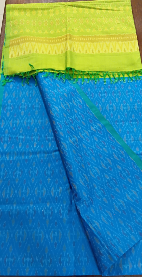 Lightweight Ahimsa silk saree with ikat woven border