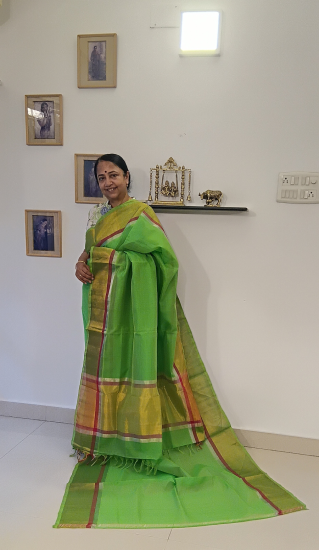 Silk cotton with bavanchi tissue border
