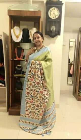 Gicha silk saree with kalamkari work 
