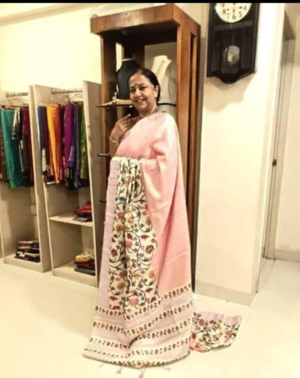gicha silk saree with kalamkari work 