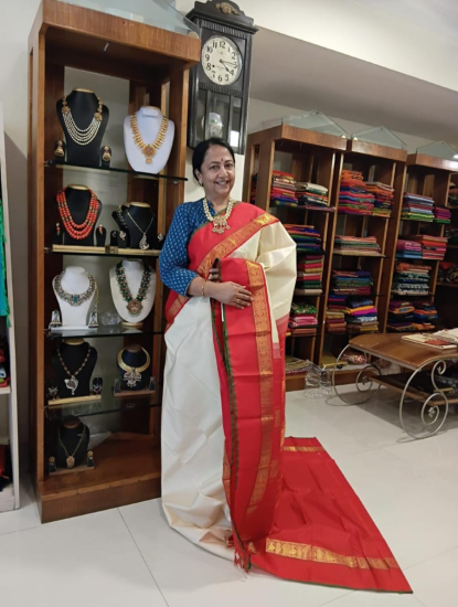 Ahimsa silk saree with contrast border