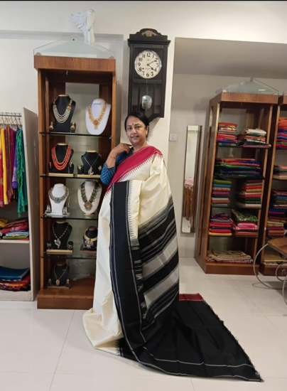 Ahimsa silk saree with ganga jamuna border