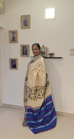 Cut work and kalamkari designer saree