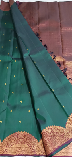 Korvai uneven pyramid border Ahimsa silk saree