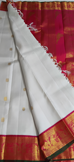 Korvai Ahimsa silk saree with story of ramayana on the border