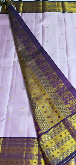 Korvai ahimsa silk festive saree with meenakari border