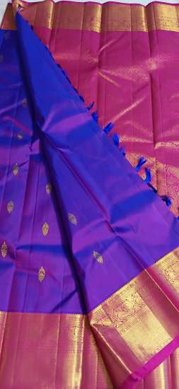 Korvai Ahimsa silk festive saree with gobi butte