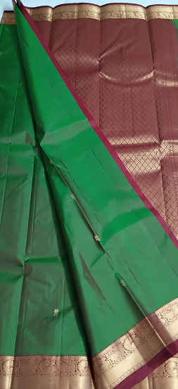 Semi korvai Ahimsac silk saree with star butte all over