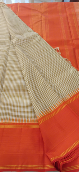 Korvai temple border Ahimsa silk saree