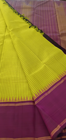 Korvai temple border Ahimsa silk saree 